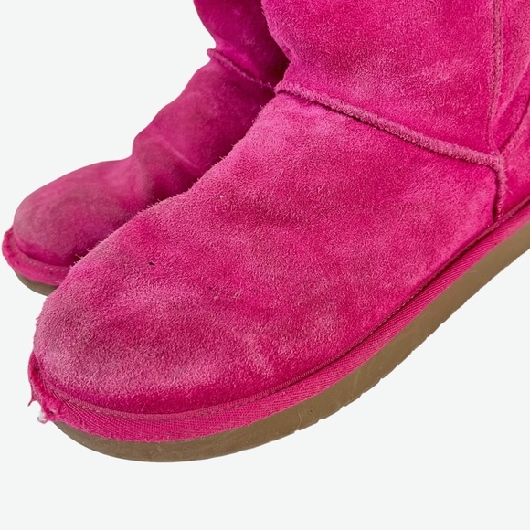 UGG KOOLABURRA ANDRA Short Pink Genuine Leather Suede Boots Bow Girls Shoes sz 3 - Picture 9 of 16